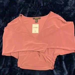 Pink long-sleeve v-neck top